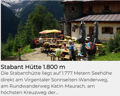 Stabant Hütte 1.800m
